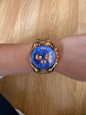 Gold-tone Watch with Blue Dial
